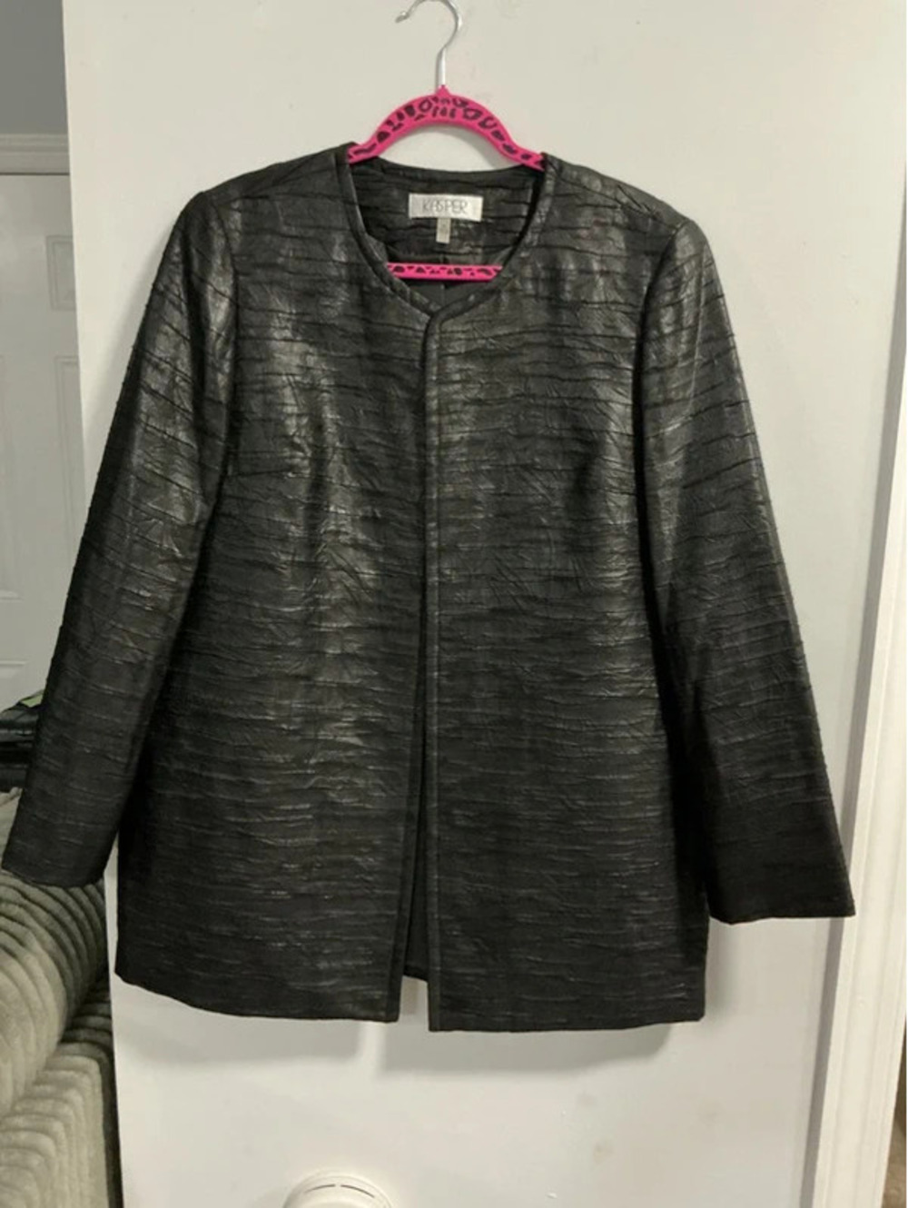 Kasper XL faux Leather long blazer Jacket R31